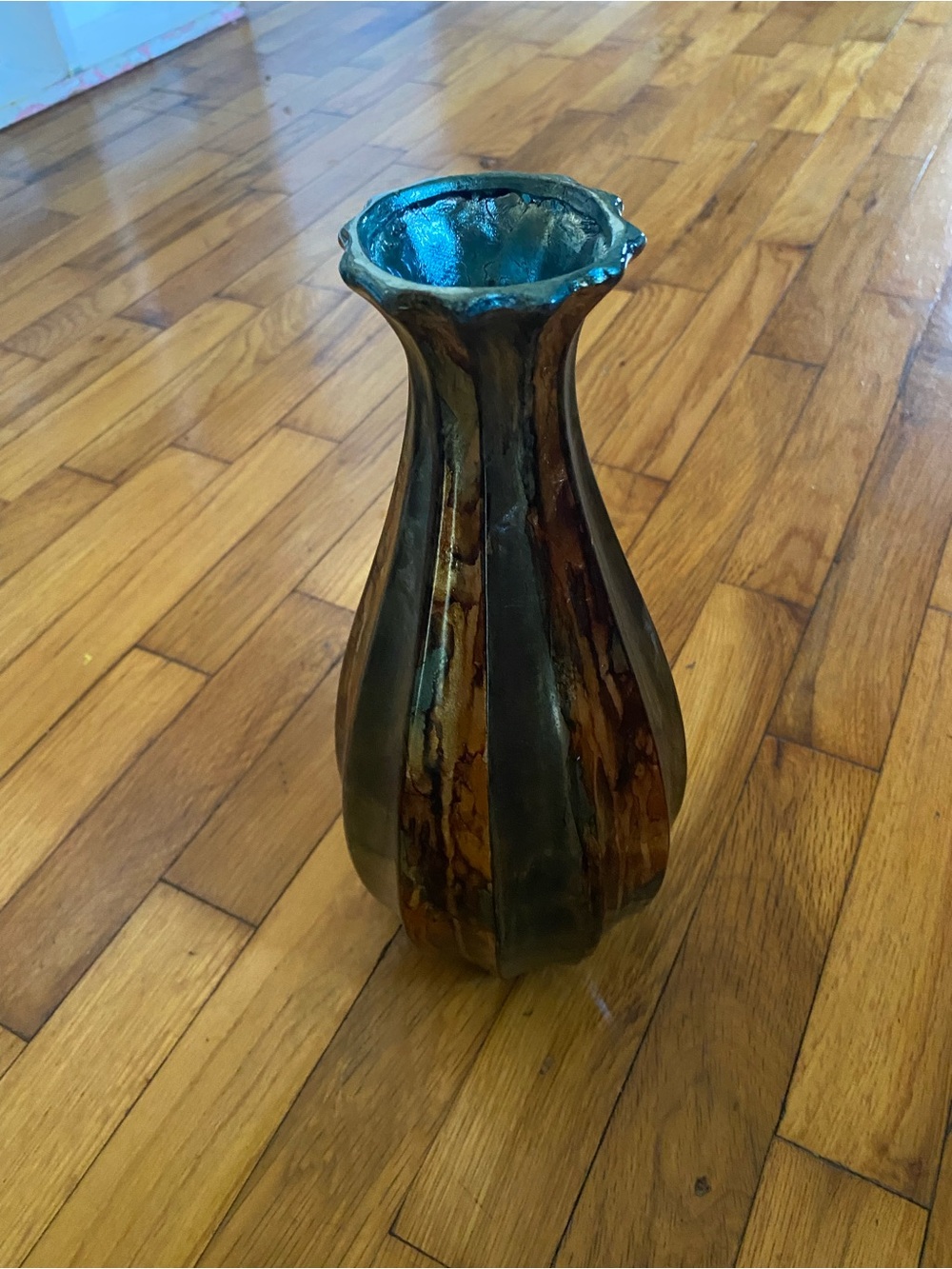 Accent Vase in Teal and Amber